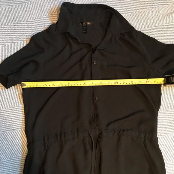 Aqua Size XS Black Belted Shirt Dress | Above Knee Short Sleeve WITH POCKETS!!! - Picture 4 of 12